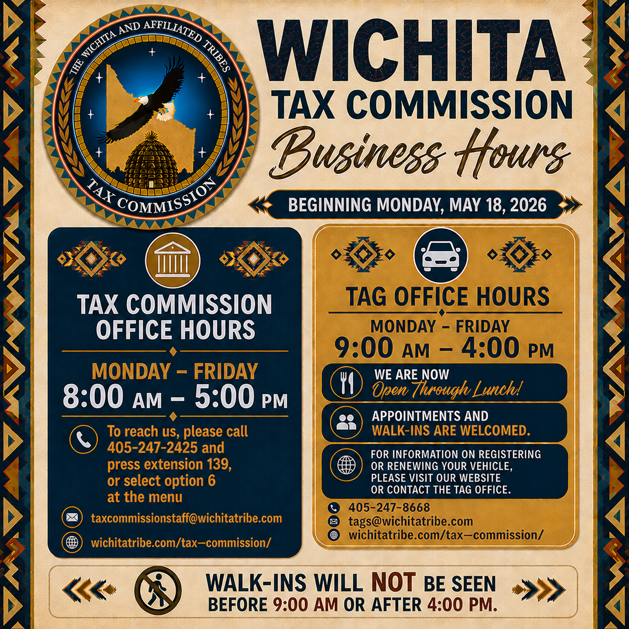 Tax Commission & Tag Office New Business Hours