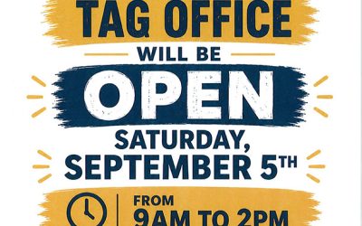 Wichita Tag Office Open on Saturday, September 5